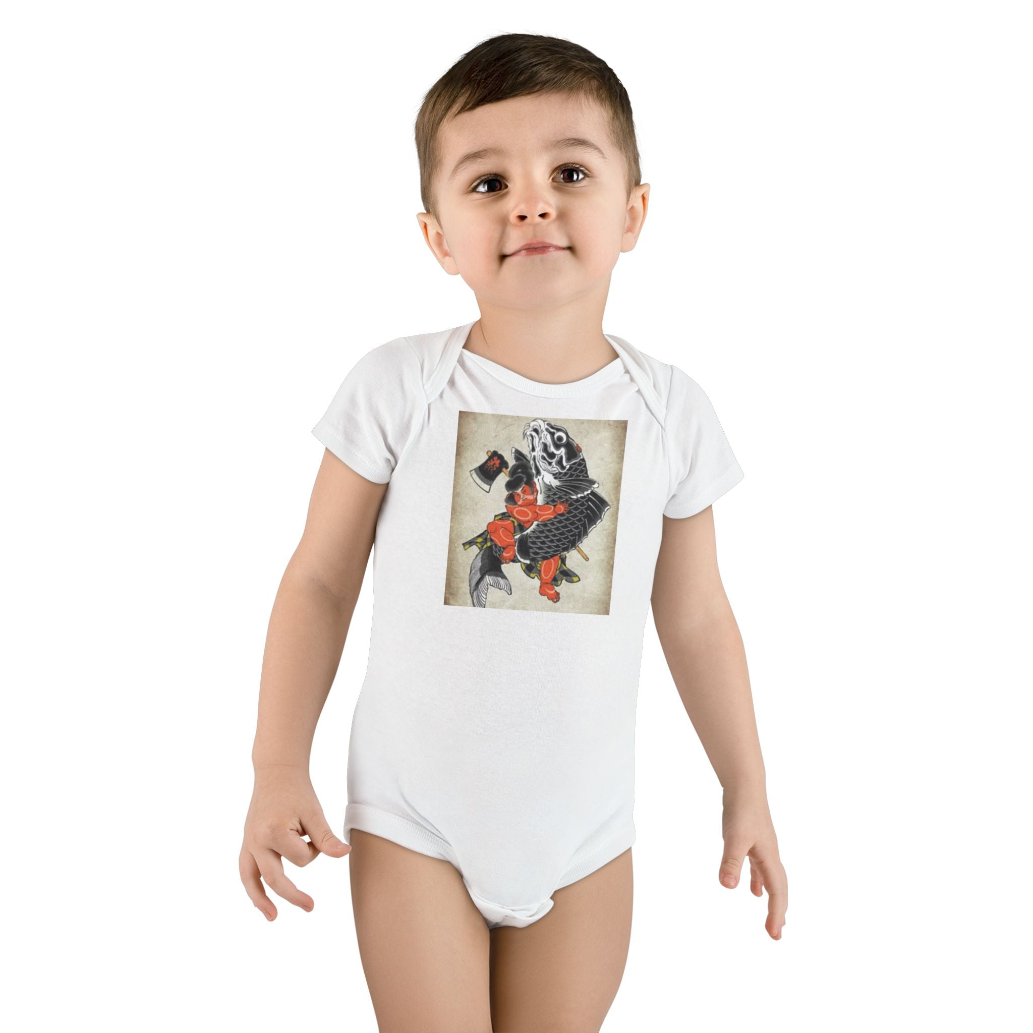 Vintage Samurai Kintaro Koi Baby Onesie
