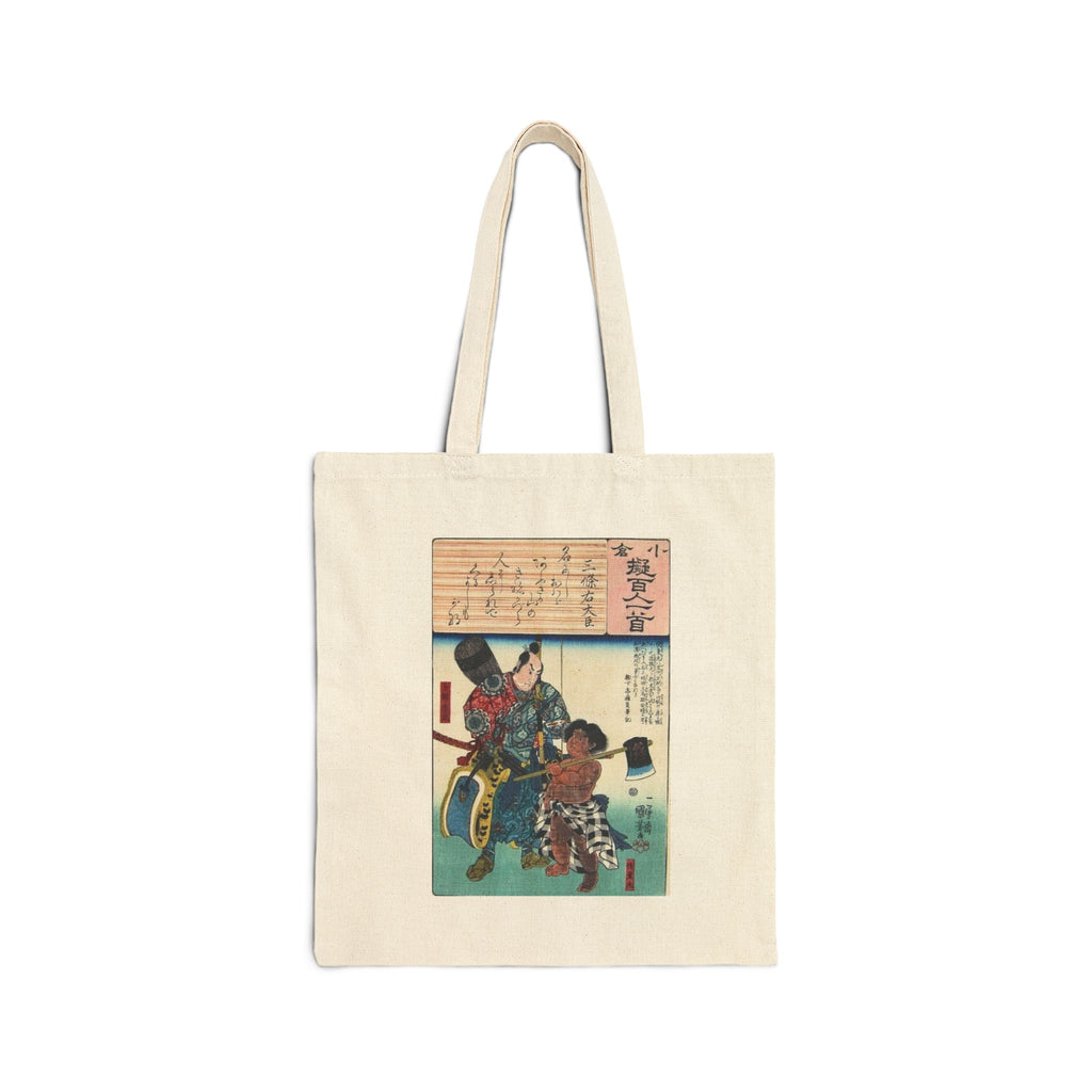 Kintaro and Samurai Print Cotton Tote Bag (One Sided)