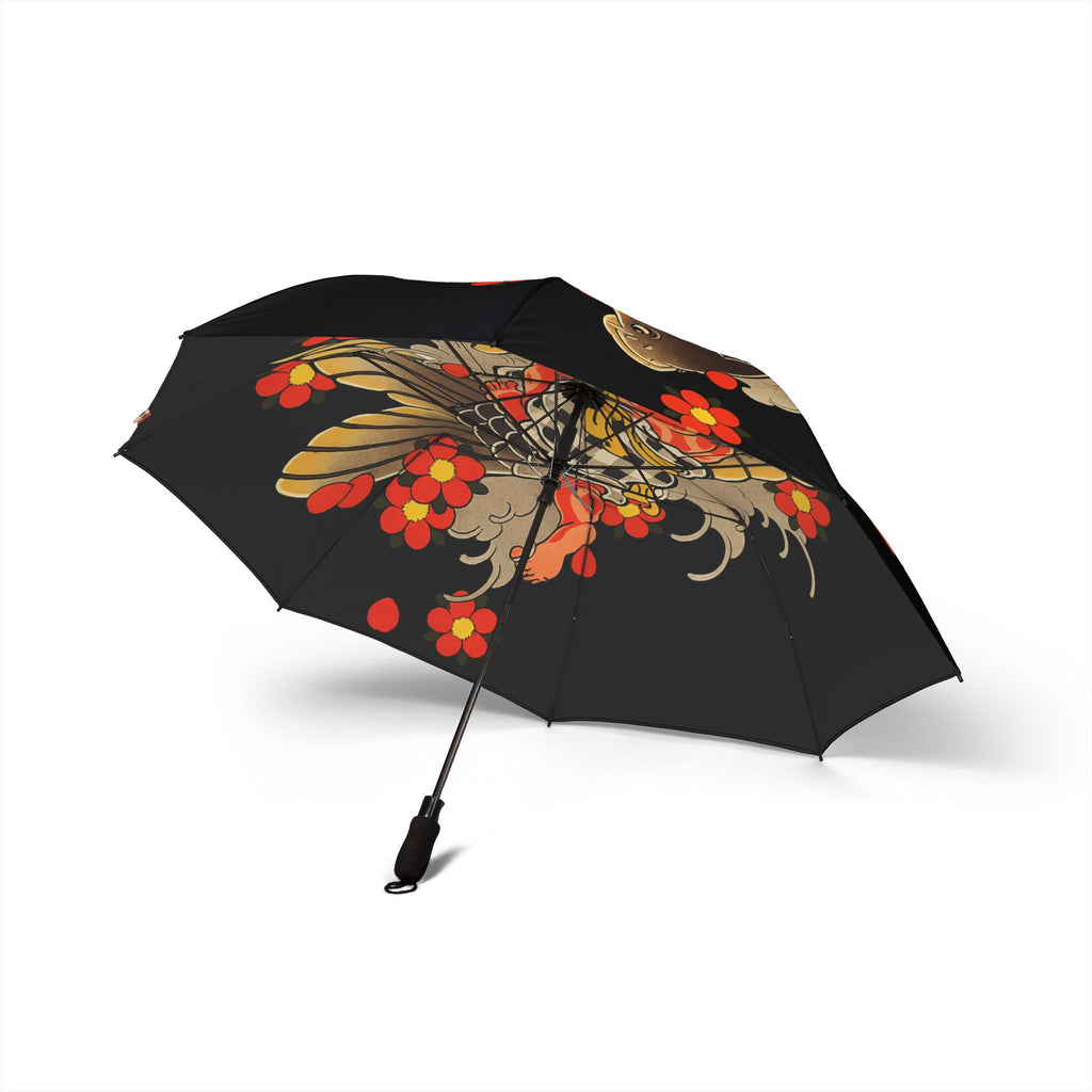 Kintaro with Koi and Cherry Blossoms Semi-Automatic Foldable Umbrella
