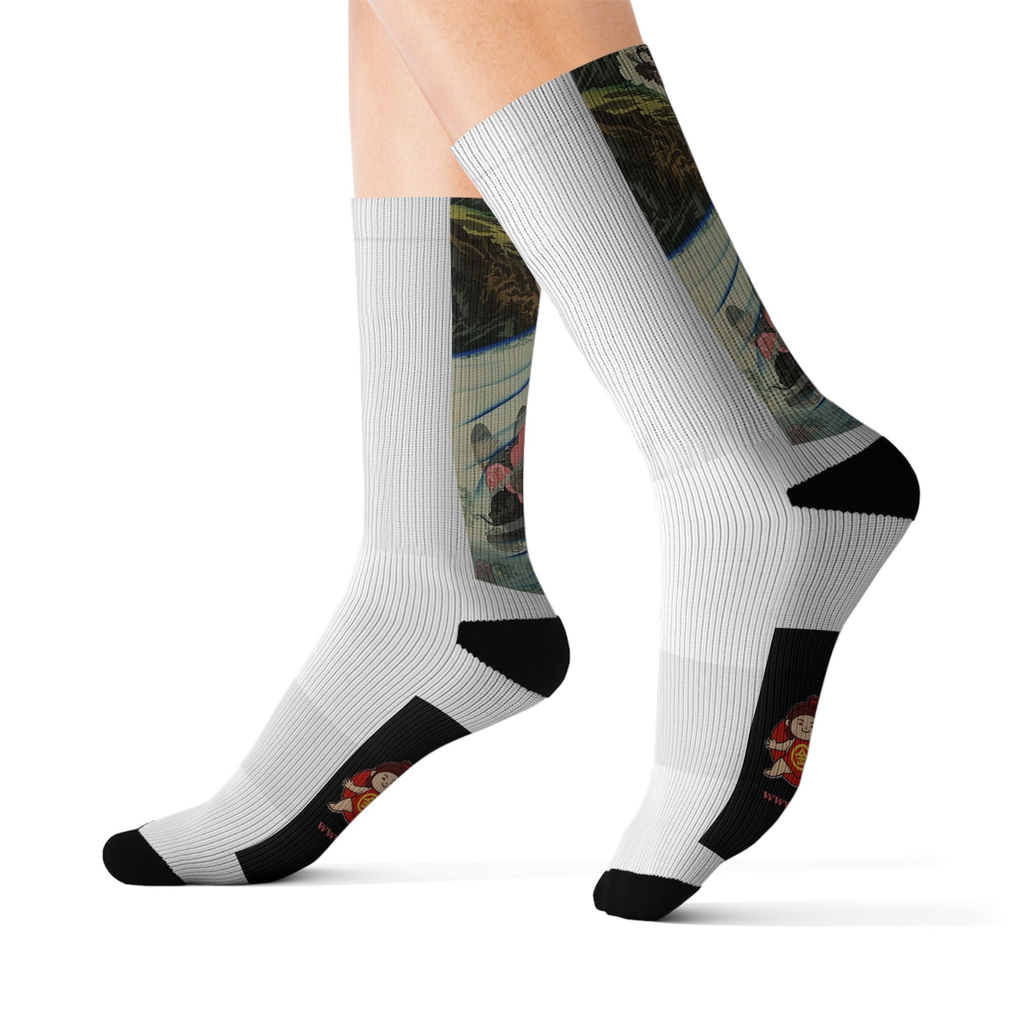 Kintaro The Golden Boy Cherry Blossom Design Crew Socks