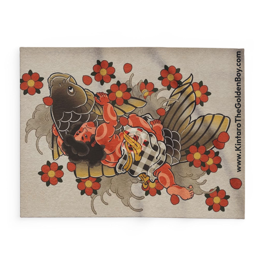 Kintaro Koi Cherry Blossoms Fleece Blanket
