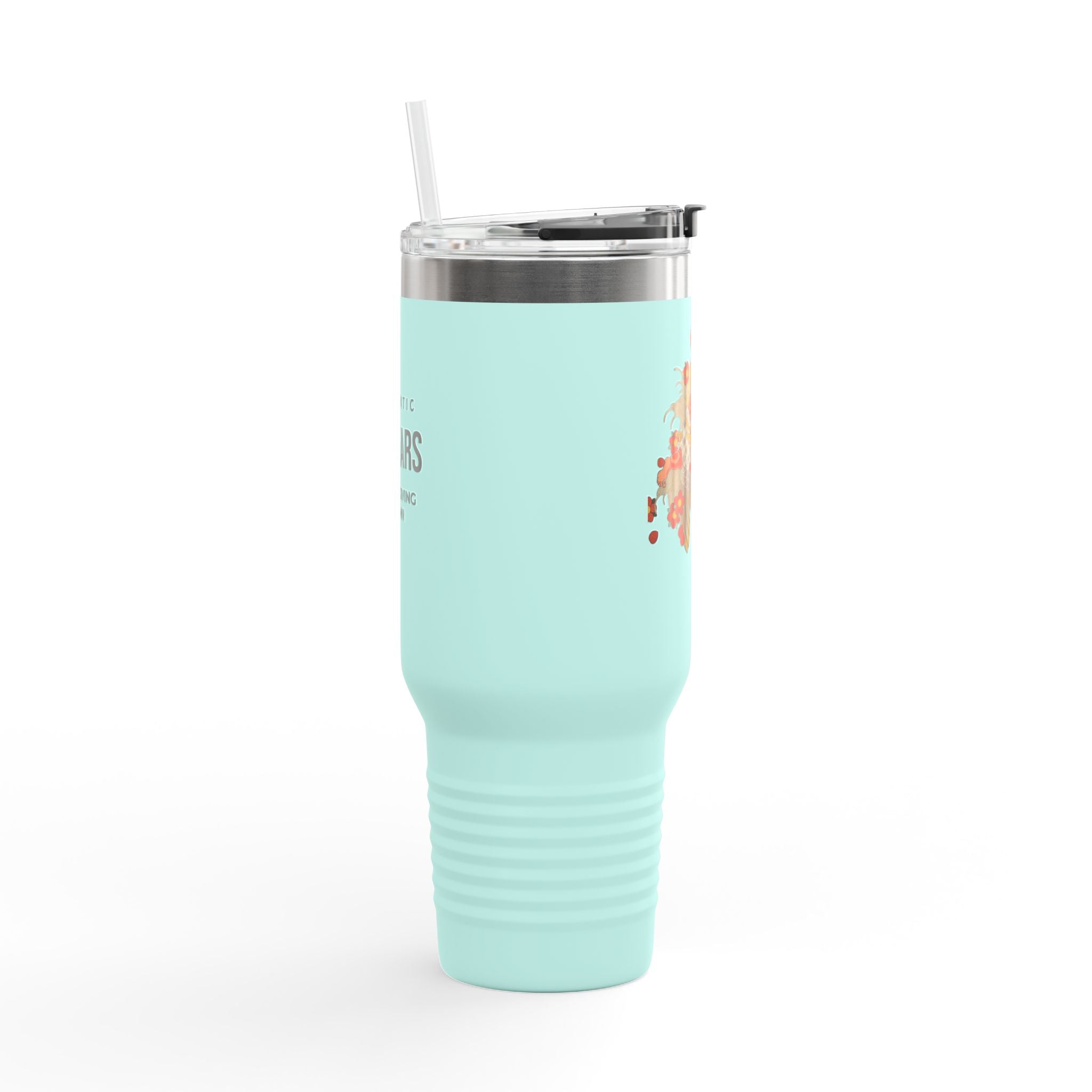 Kintaro with Koi and Cherry Blossoms — 40oz Insulated Travel Mug Tumbler with Handle