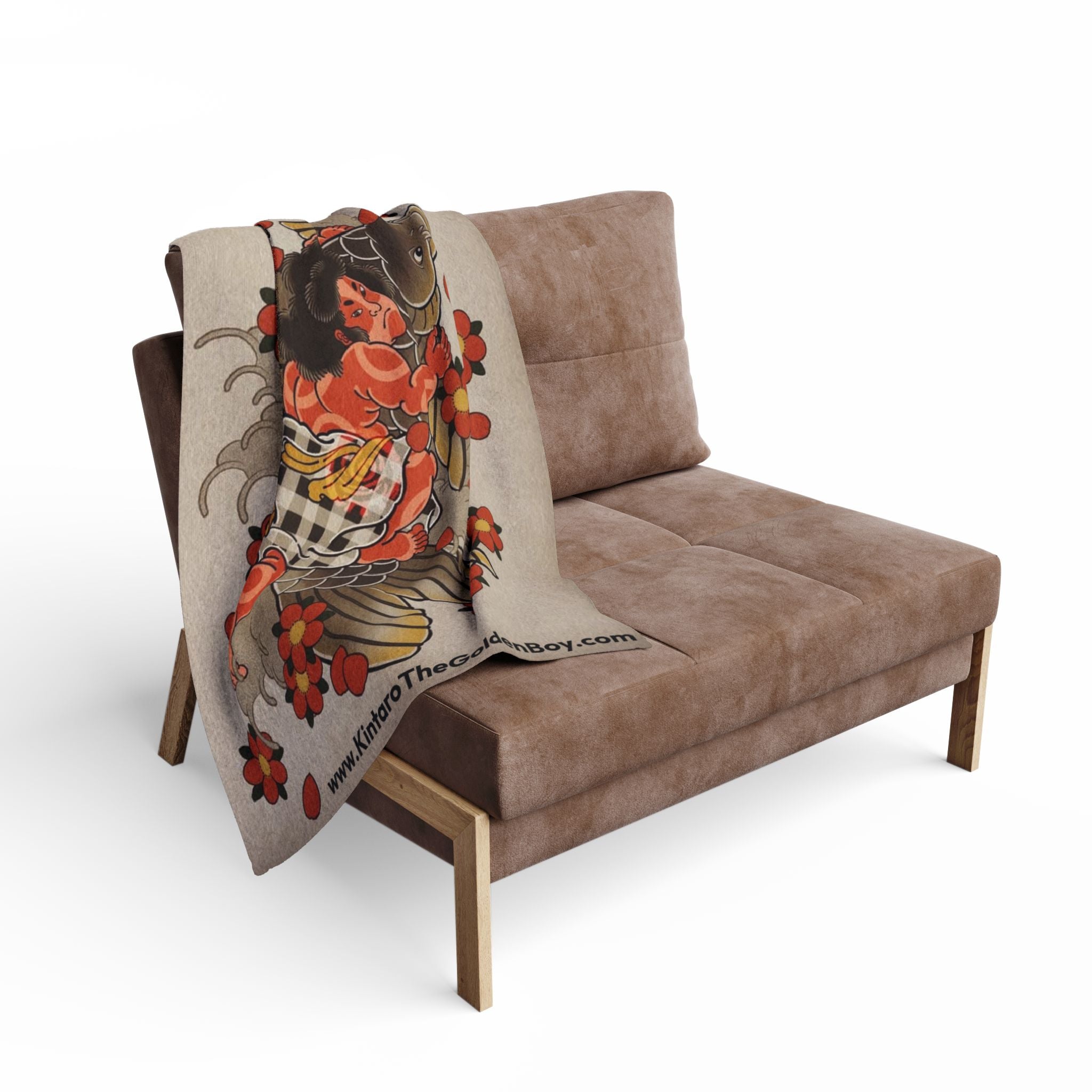 Kintaro Koi Cherry Blossoms Fleece Blanket
