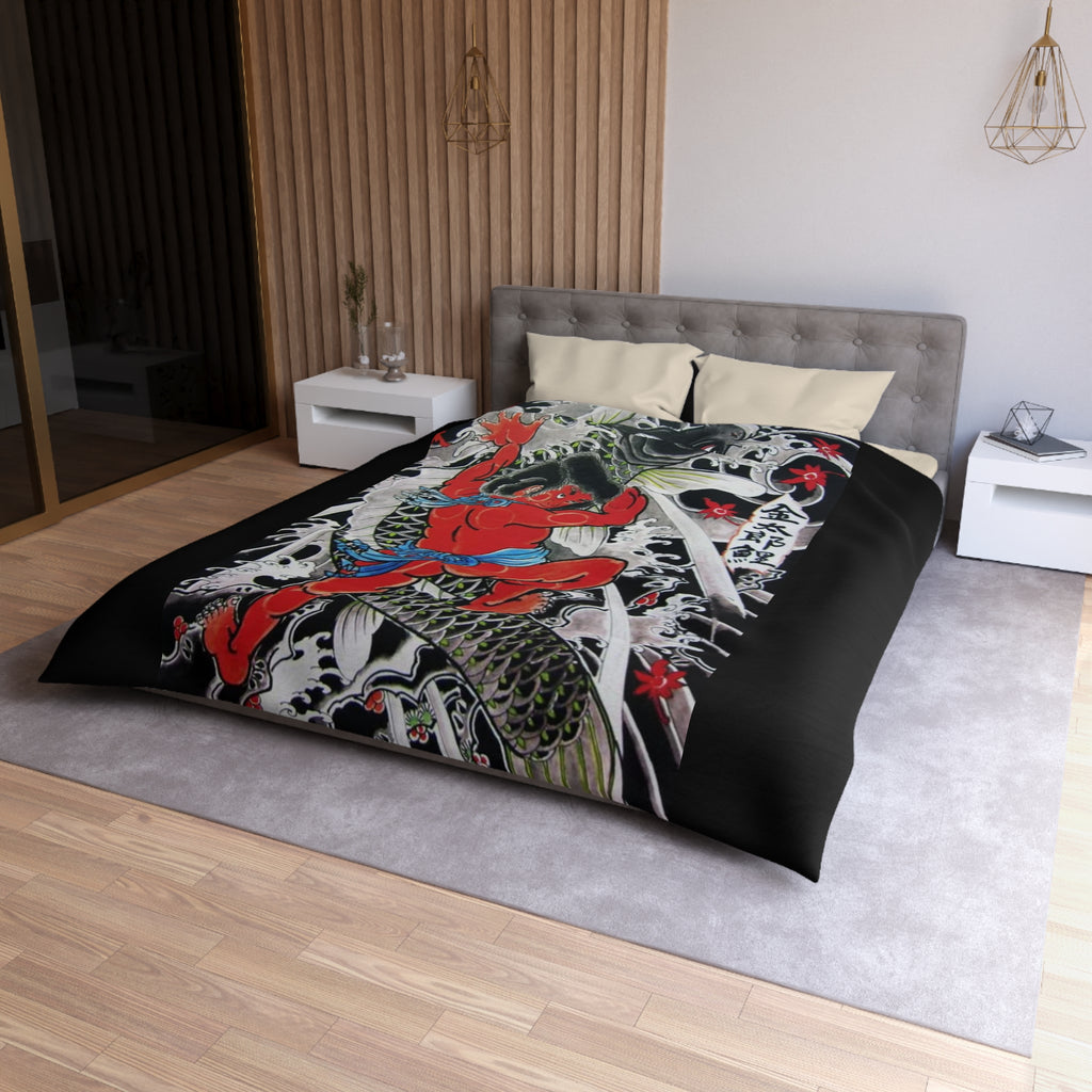 Kintaro The Golden Boy with Koi Duvet Cover