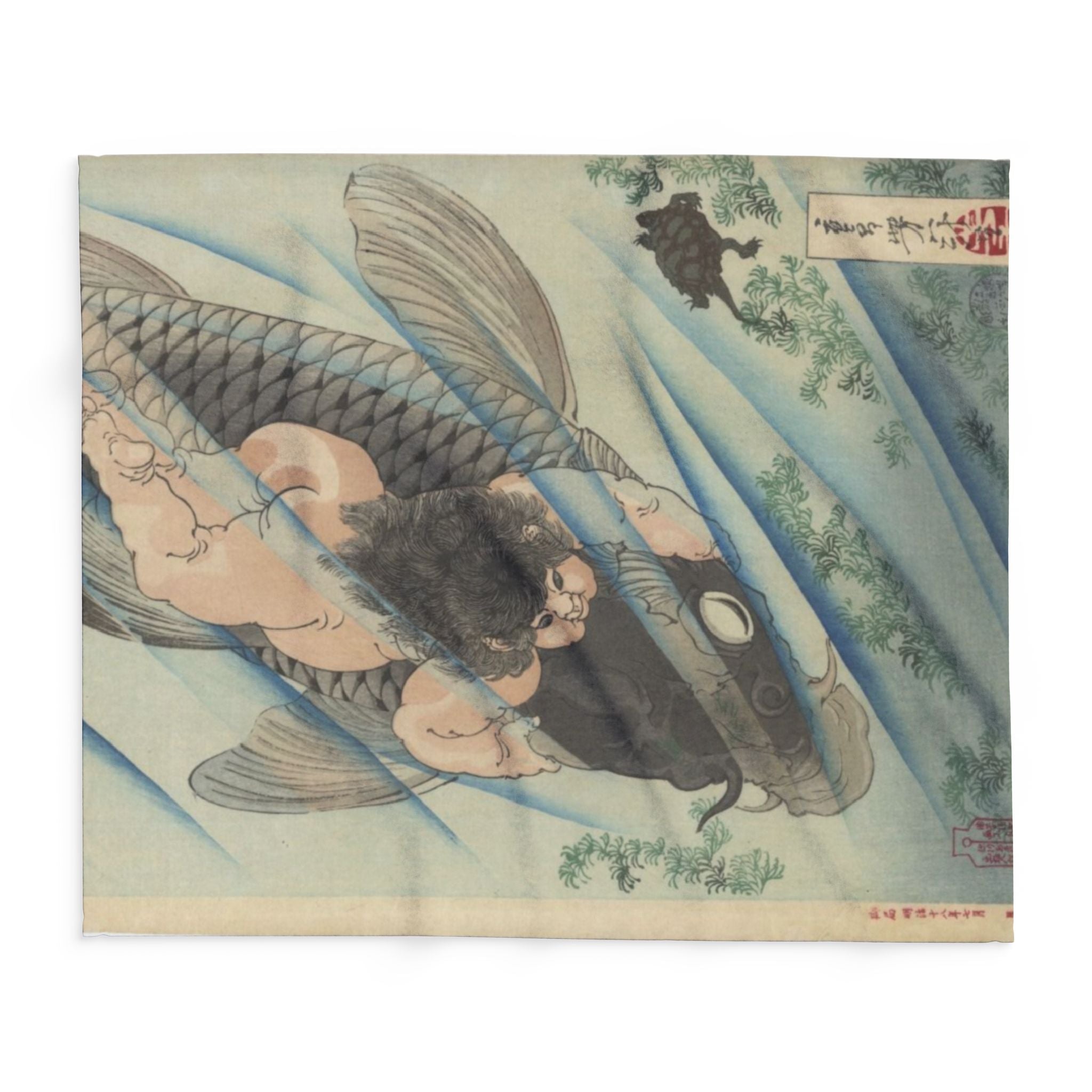 Kintaro on Koi Light Blue Arctic Fleece Blanket (3 Sizes)