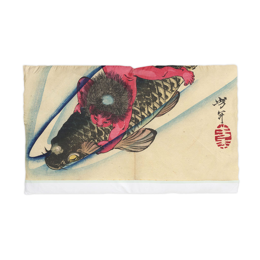 Kintaro Riding Koi Pillowcase - Japanese Ukiyo-e Microfiber Pillowcase