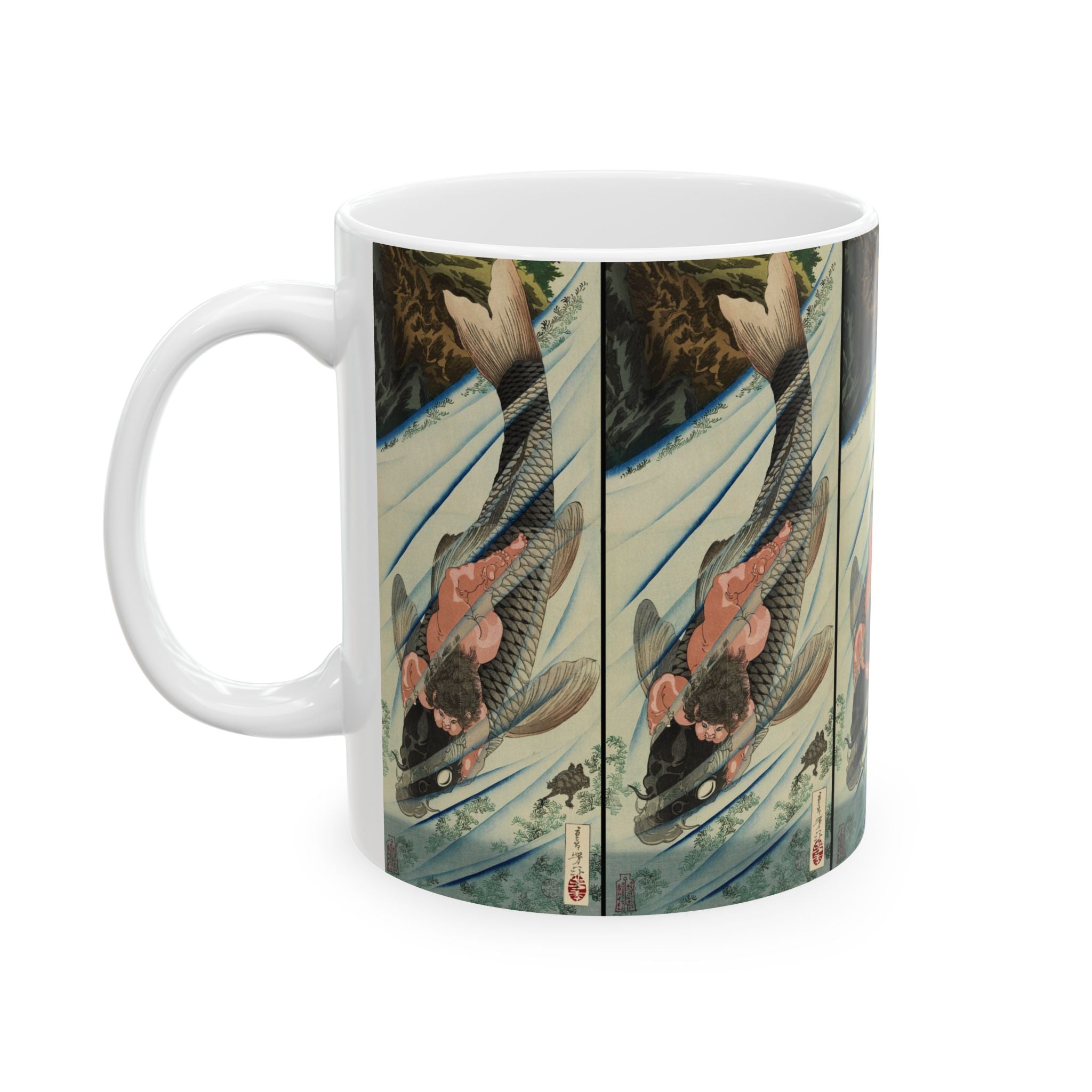 Katsushika Hokusai Style Wave & Bird Ceramic Mug (11oz, 15oz)