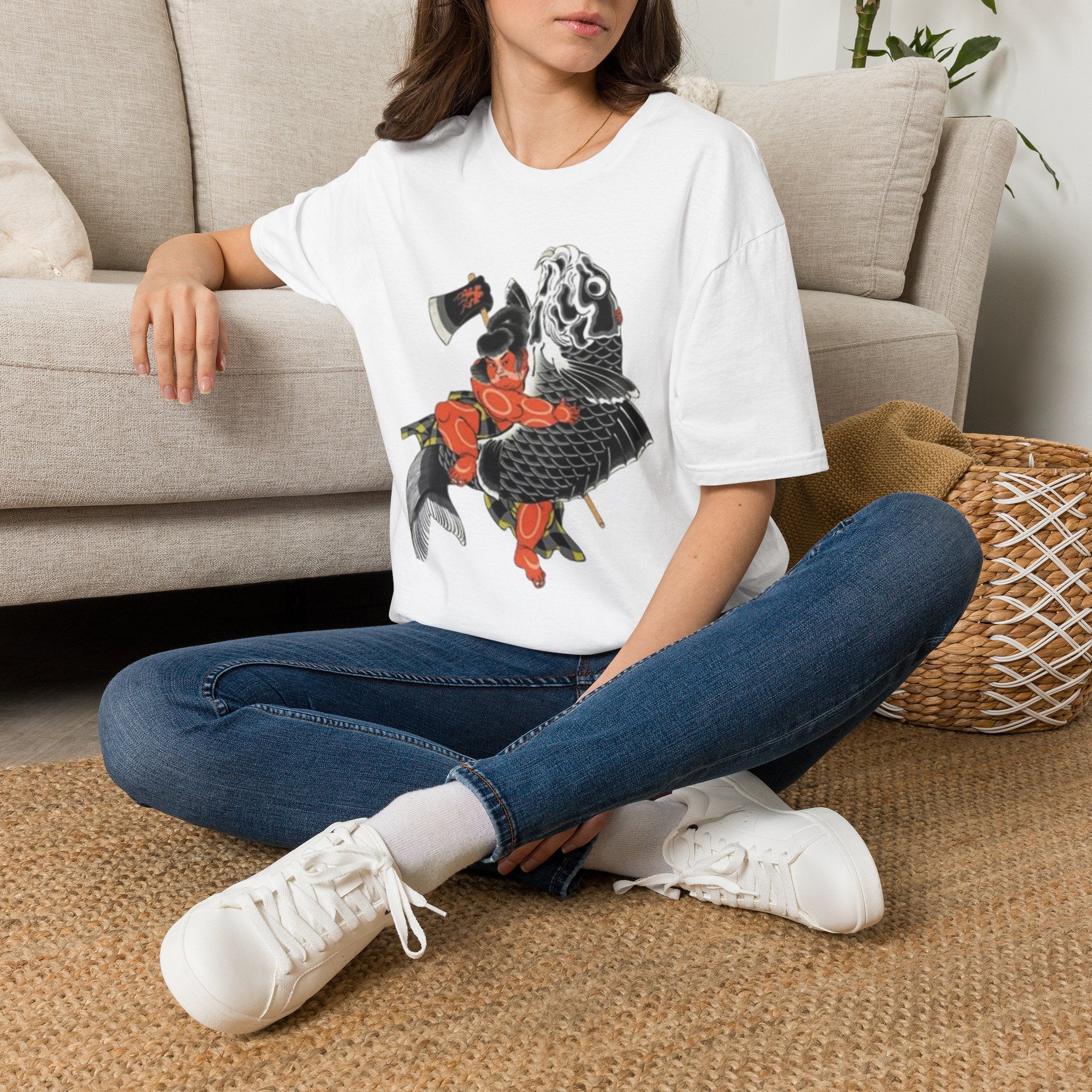 Kintaro Riding Koi with Axe Tshirt (Men, Women, Unisex)