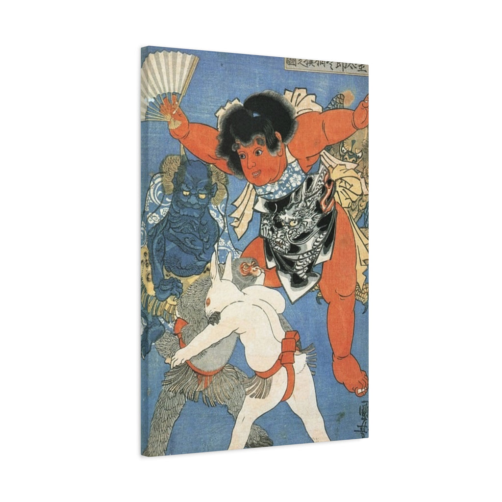 Kintaro and Friends with Blue Background Matte Canvas, Stretched, 1.25"