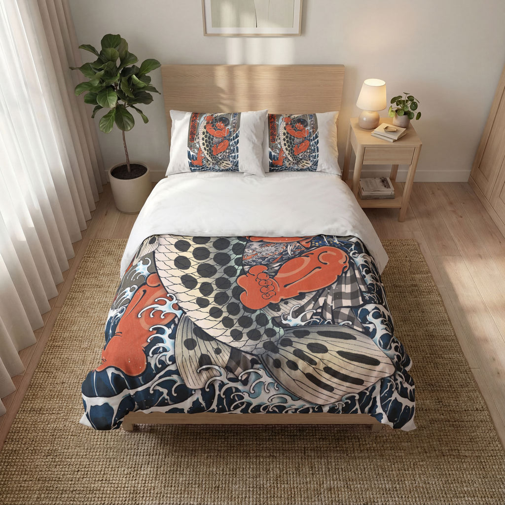 Quilt Cover Set Of Three Kintaro Fighting Fish Print
