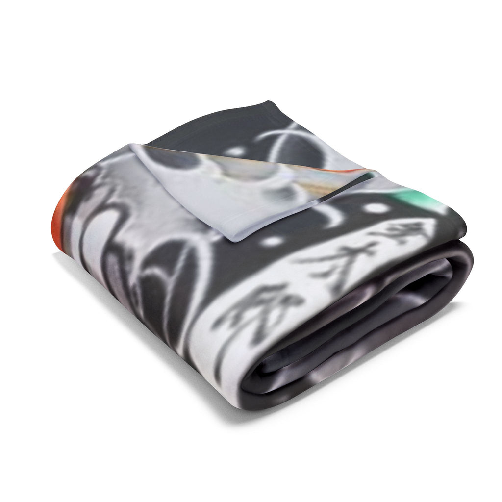 Kintaro The Golden Boy Riding a Koi Printed on a Arctic Fleece Blanket