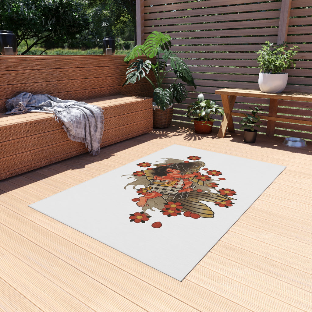 Kintaro, Koi and Cherry Blossoms Outdoor Rug — Garden Patio Mat