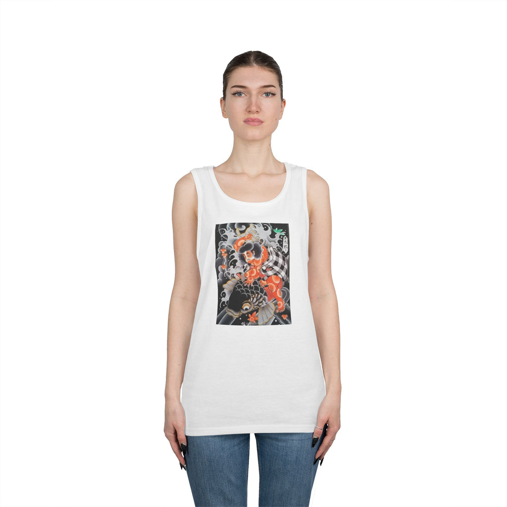 Kintaro with Black Koi Unisex Heavy Cotton Tank Top