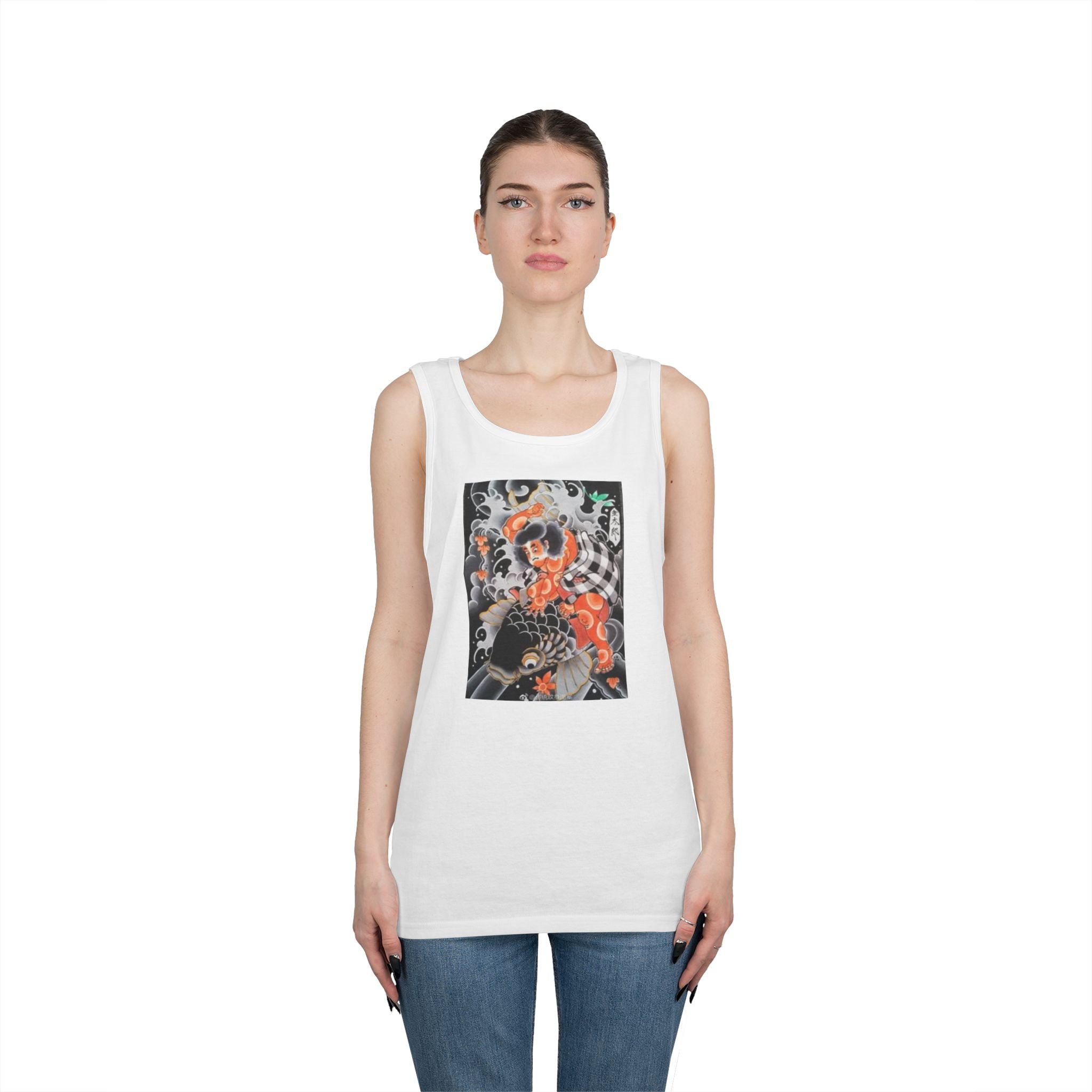 Kintaro with Black Koi Unisex Heavy Cotton Tank Top