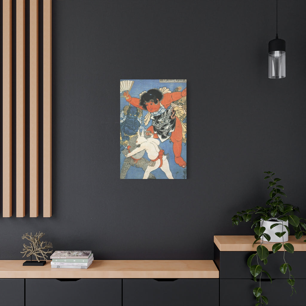 Kintaro and Friends with Blue Background Matte Canvas, Stretched, 1.25"