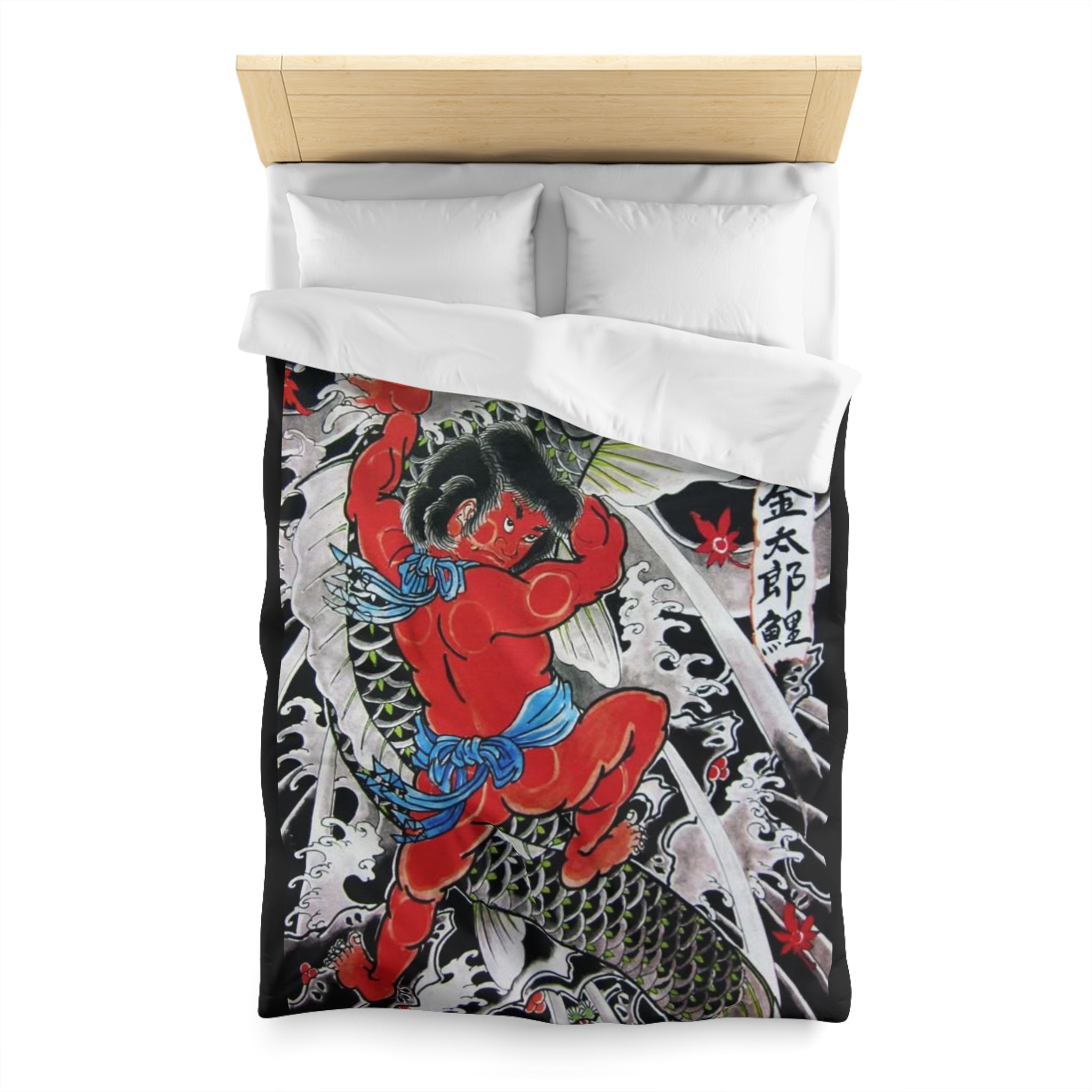 Kintaro The Golden Boy with Koi Duvet Cover