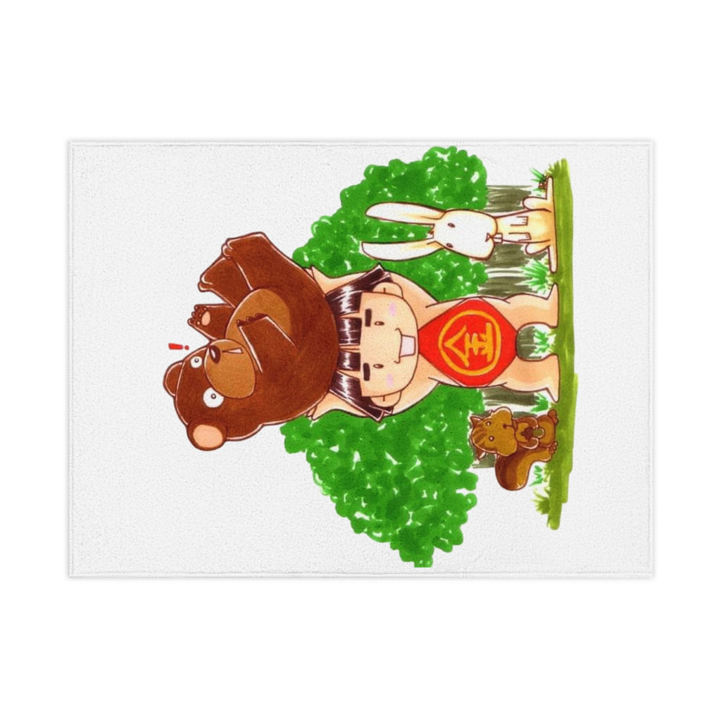 Toddler Blanket — Kintaro The Golden Boy with Bear & Bunny Nursery Throw