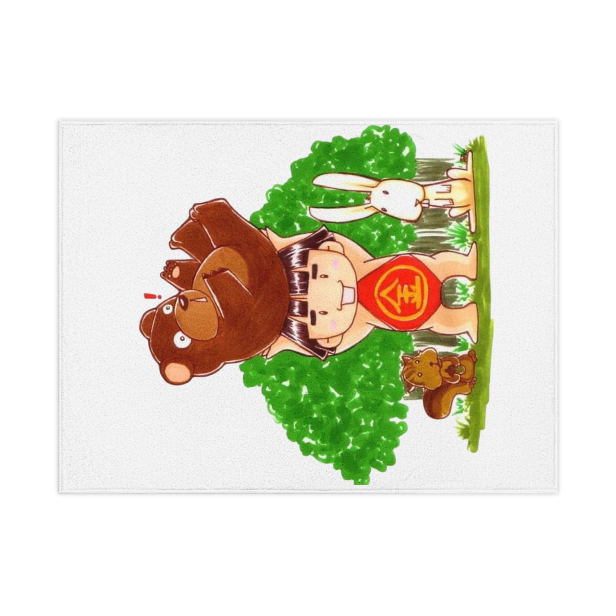 Toddler Blanket — Kintaro The Golden Boy with Bear & Bunny Nursery Throw
