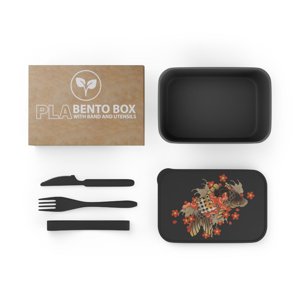Kintaro with Cherry Blossoms Bento Box with Band and Utensils