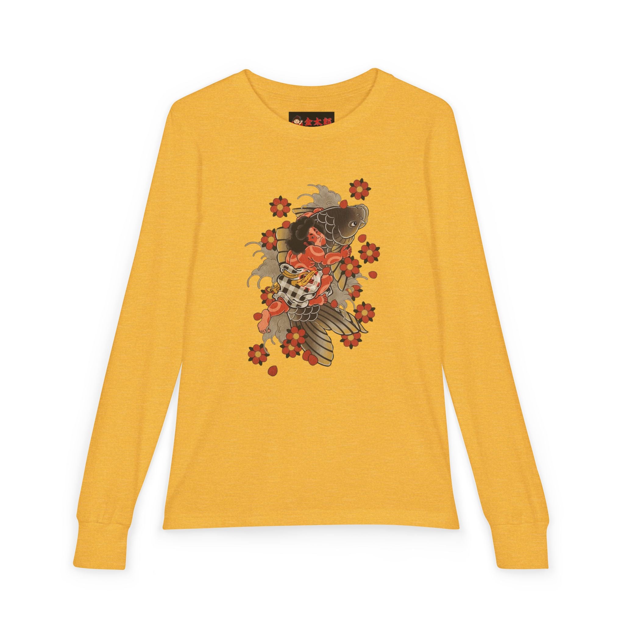 Youth Jersey Long Sleeve Tee with Kintaro and Koi Print