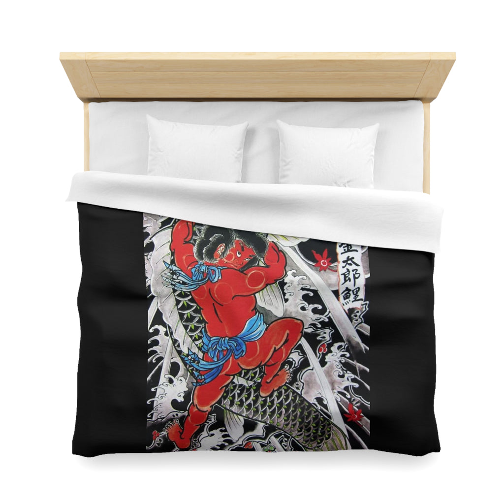 Kintaro The Golden Boy with Koi Duvet Cover