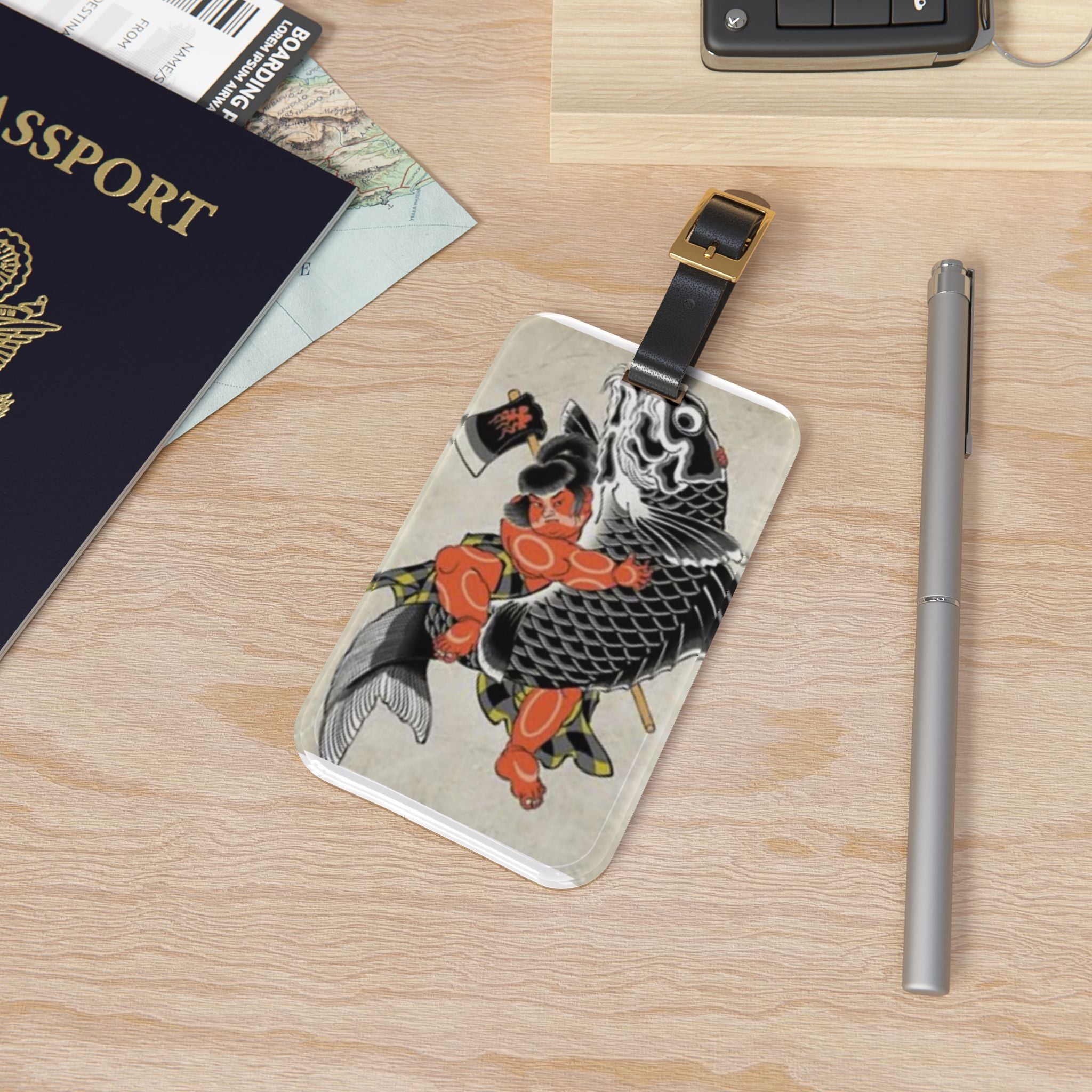 Koi Carp Tattoo Design Luggage Tag | Japanese Fisherman Art