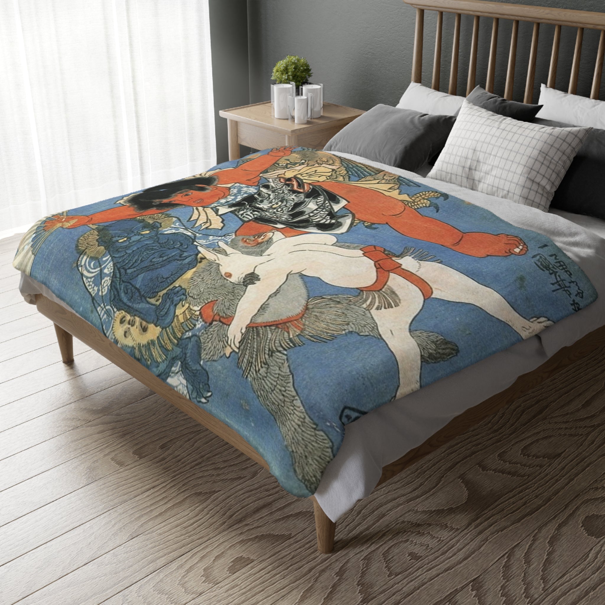 2 Different Kintaro Prints on Velveteen Microfiber Blanket (Two-sided print)