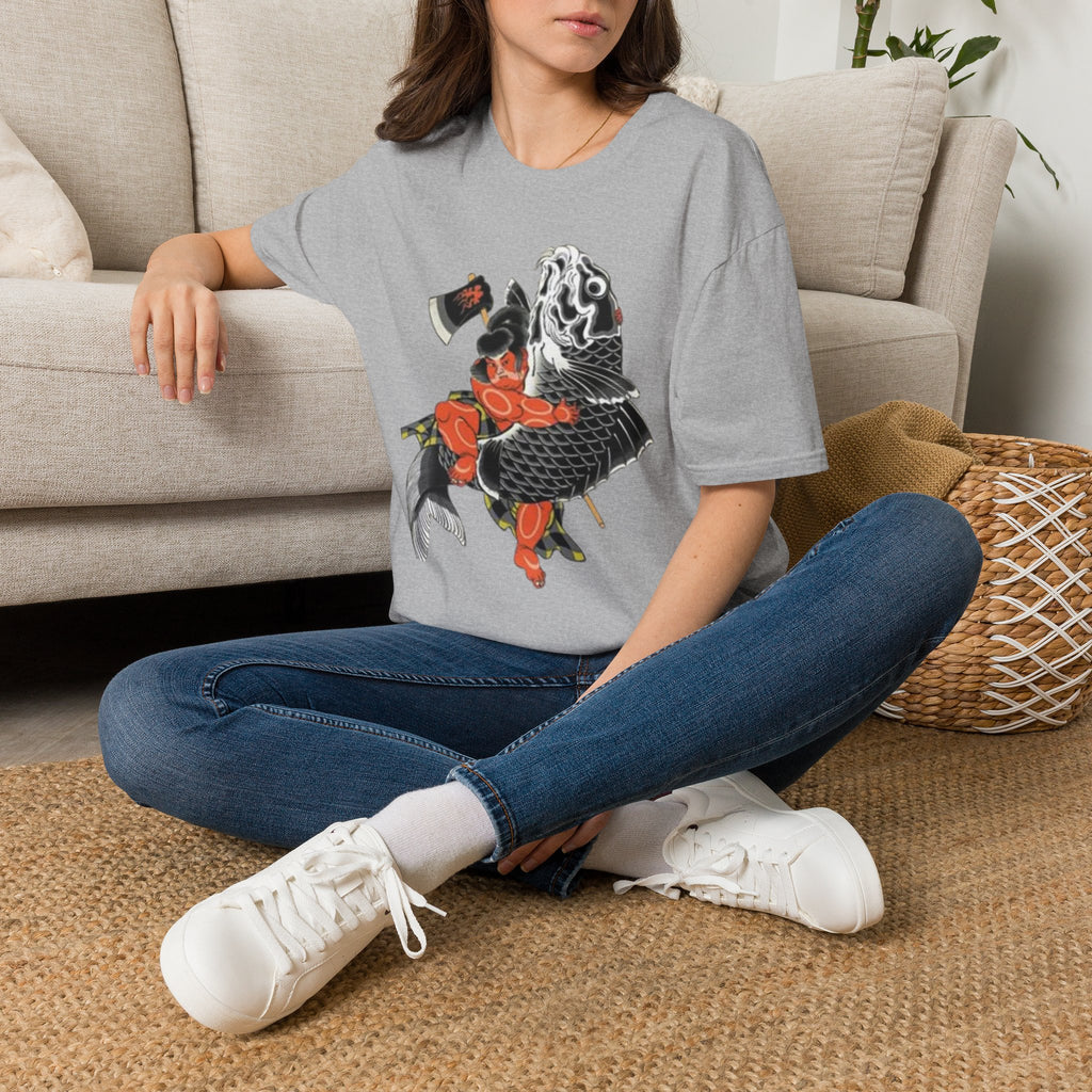 Kintaro Riding Koi with Axe Tshirt (Men, Women, Unisex)