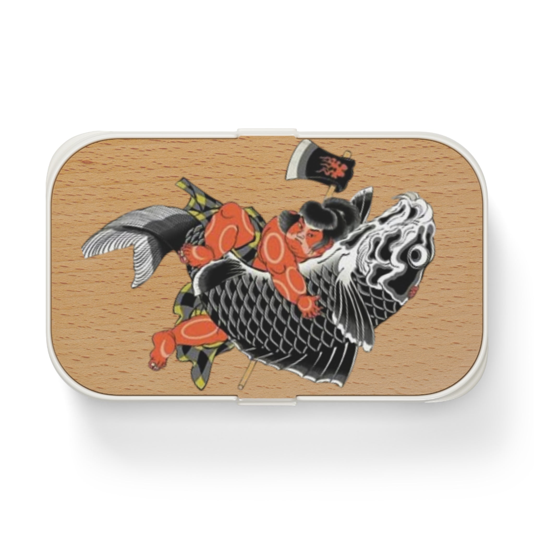 Kintaro Holding Koi and Axe Print Bento Lunch Box