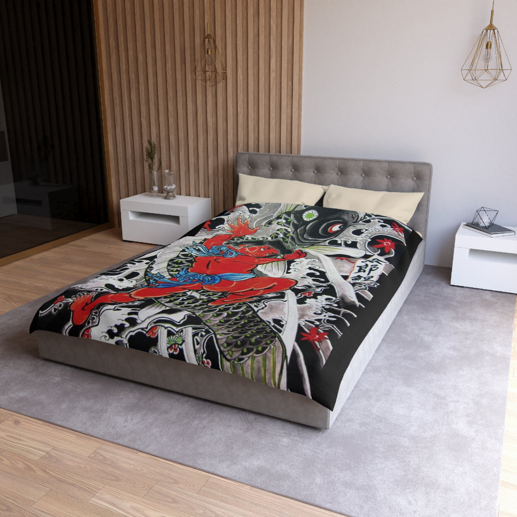 Kintaro The Golden Boy with Koi Duvet Cover