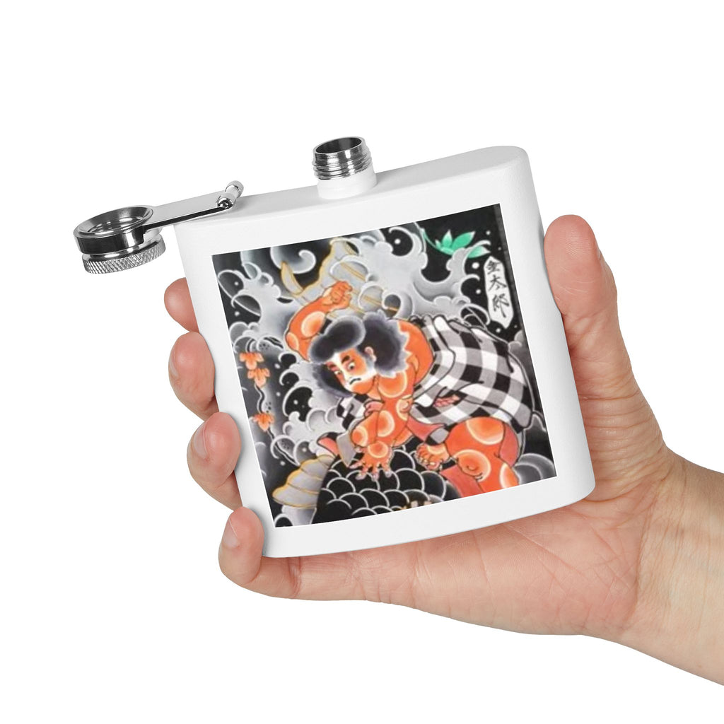 Kintaro and Koi on Stainless Steel Flask, 6oz