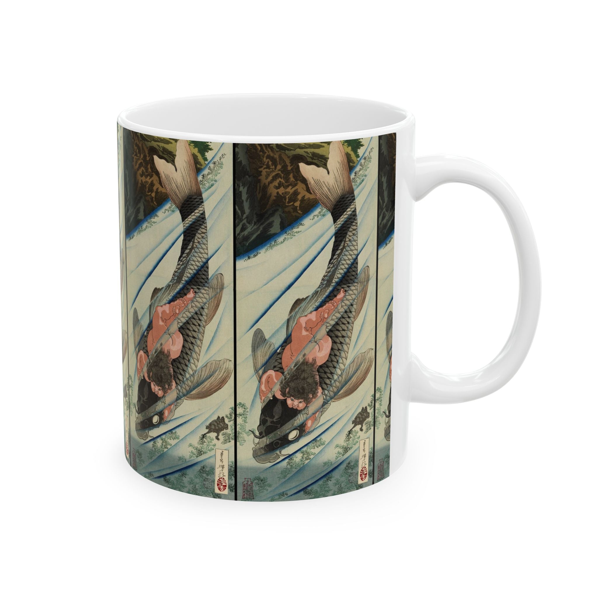 Katsushika Hokusai Style Wave & Bird Ceramic Mug (11oz, 15oz)