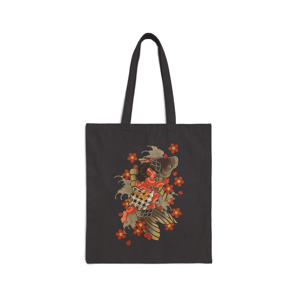 Kintaro with Koi and Cherry  Blossoms Canvas Tote  Market Bag