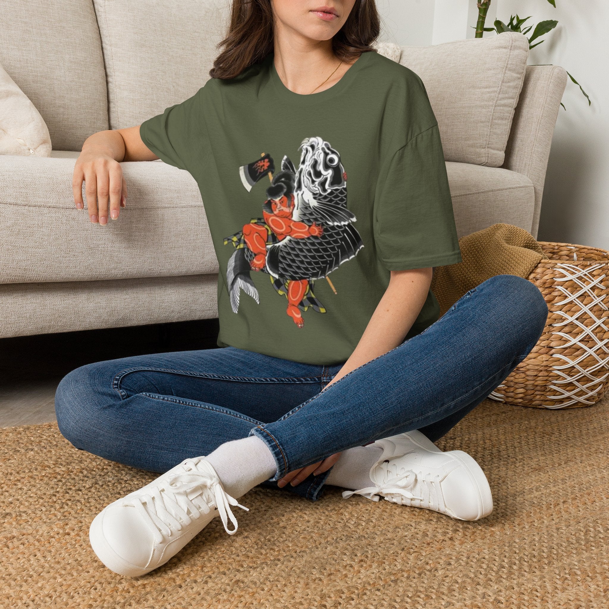 Kintaro Riding Koi with Axe Tshirt (Men, Women, Unisex)