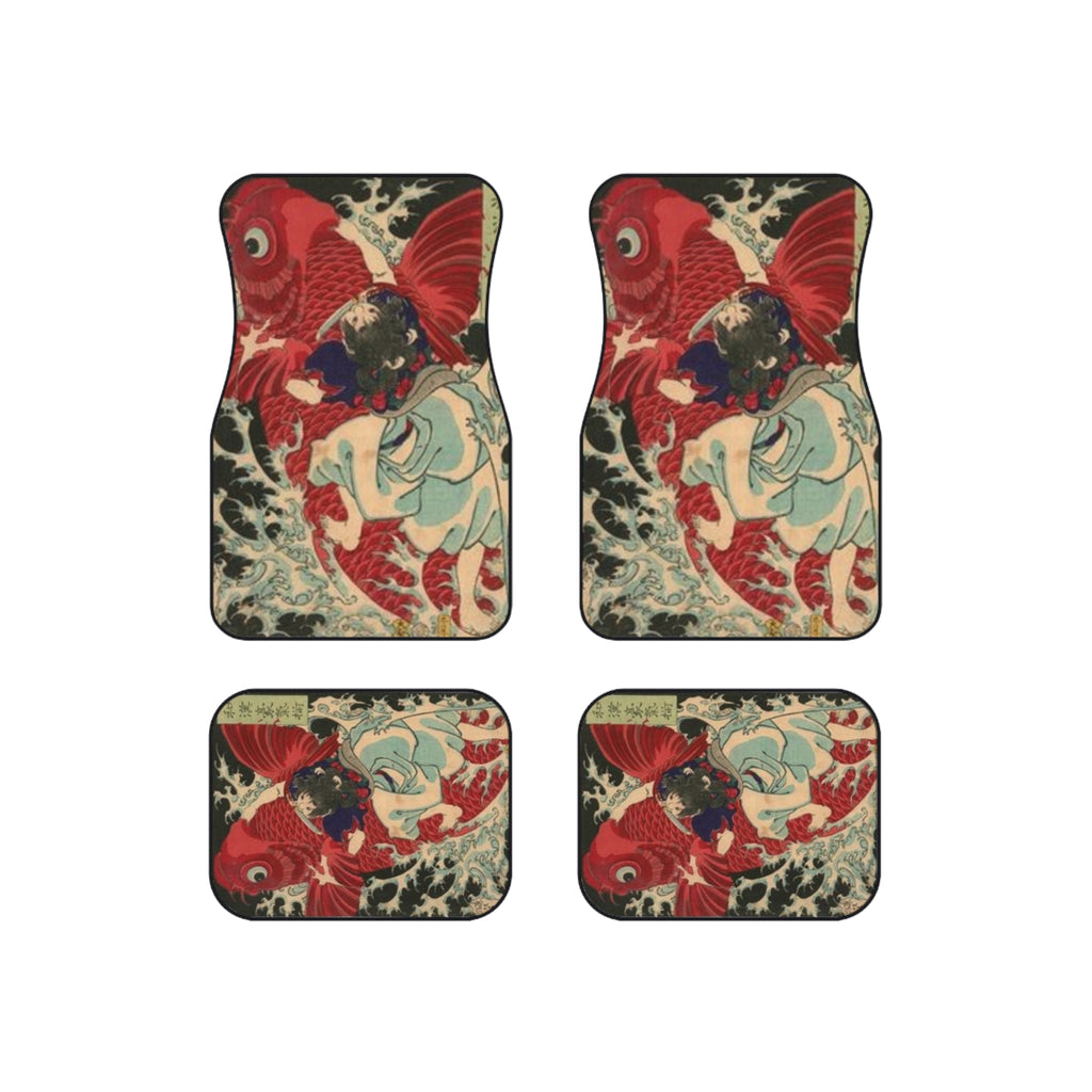 Kintaro on Red Koi Car Mats (4 Pieces Total)