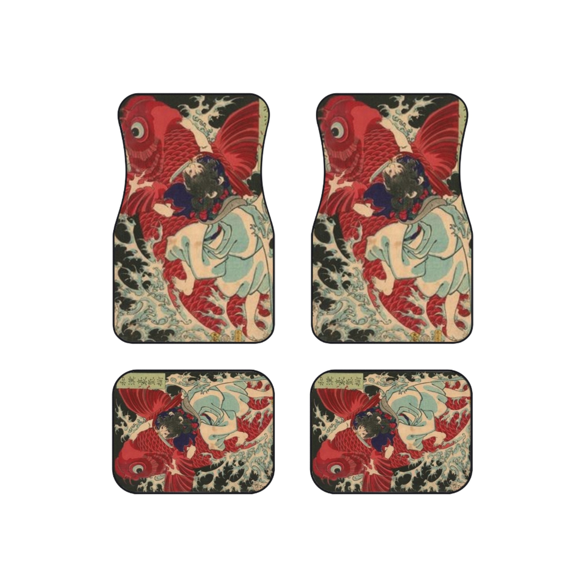 Kintaro on Red Koi Car Mats (4 Pieces Total)