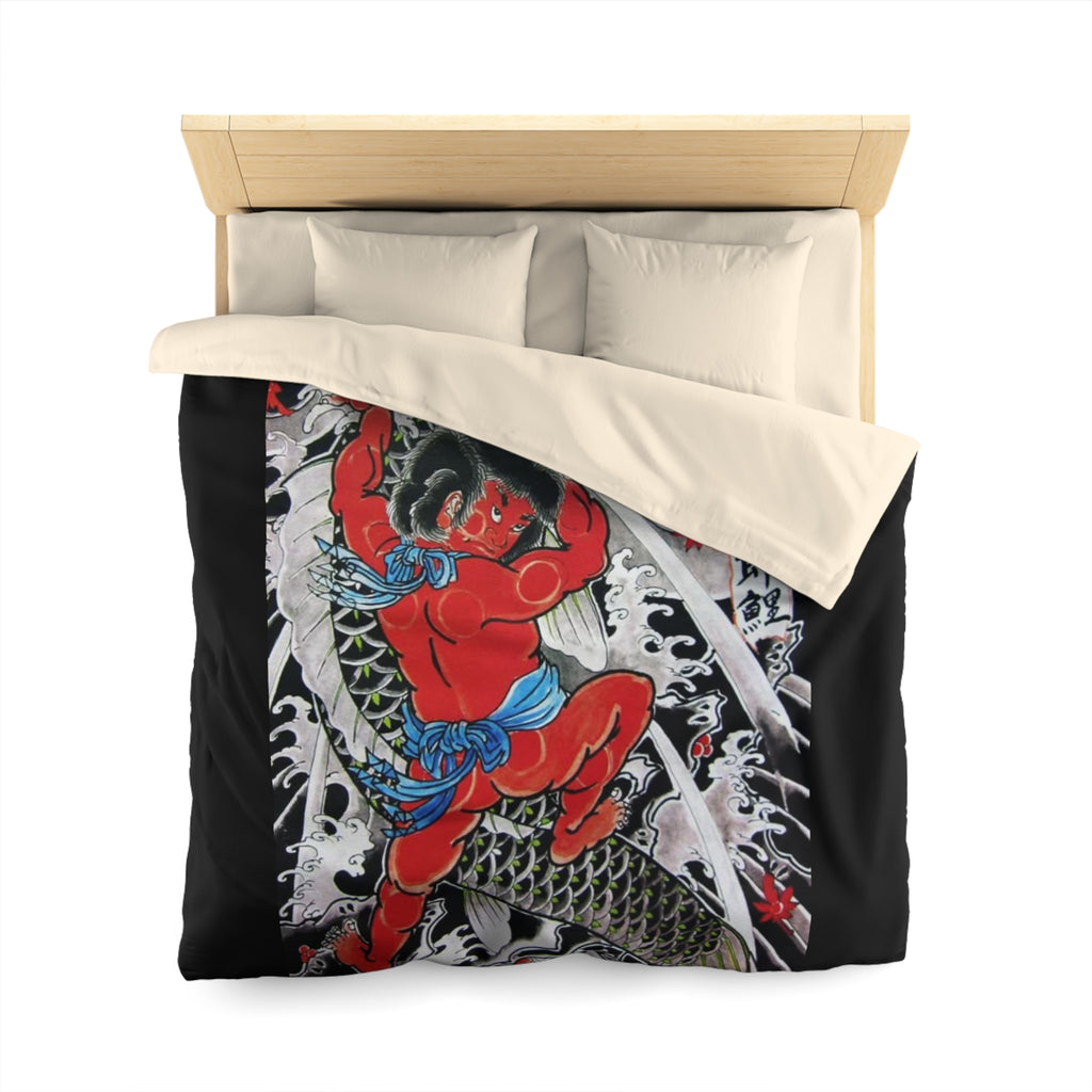 Kintaro The Golden Boy with Koi Duvet Cover