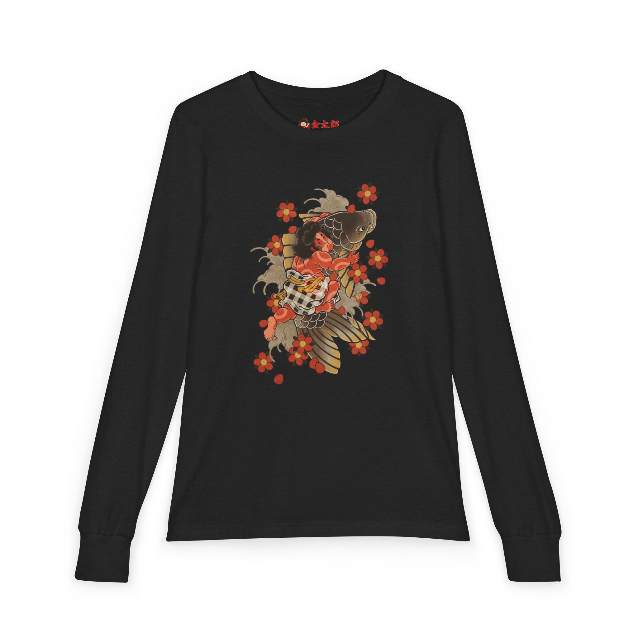 Youth Jersey Long Sleeve Tee with Kintaro and Koi Print