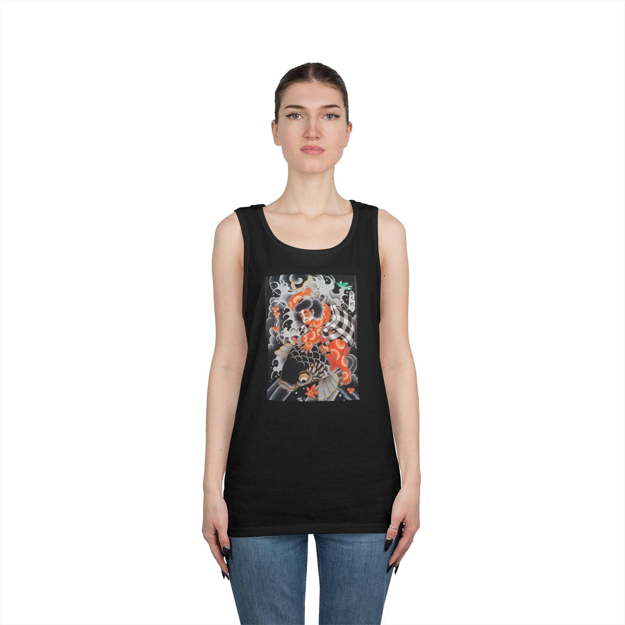 Kintaro with Black Koi Unisex Heavy Cotton Tank Top
