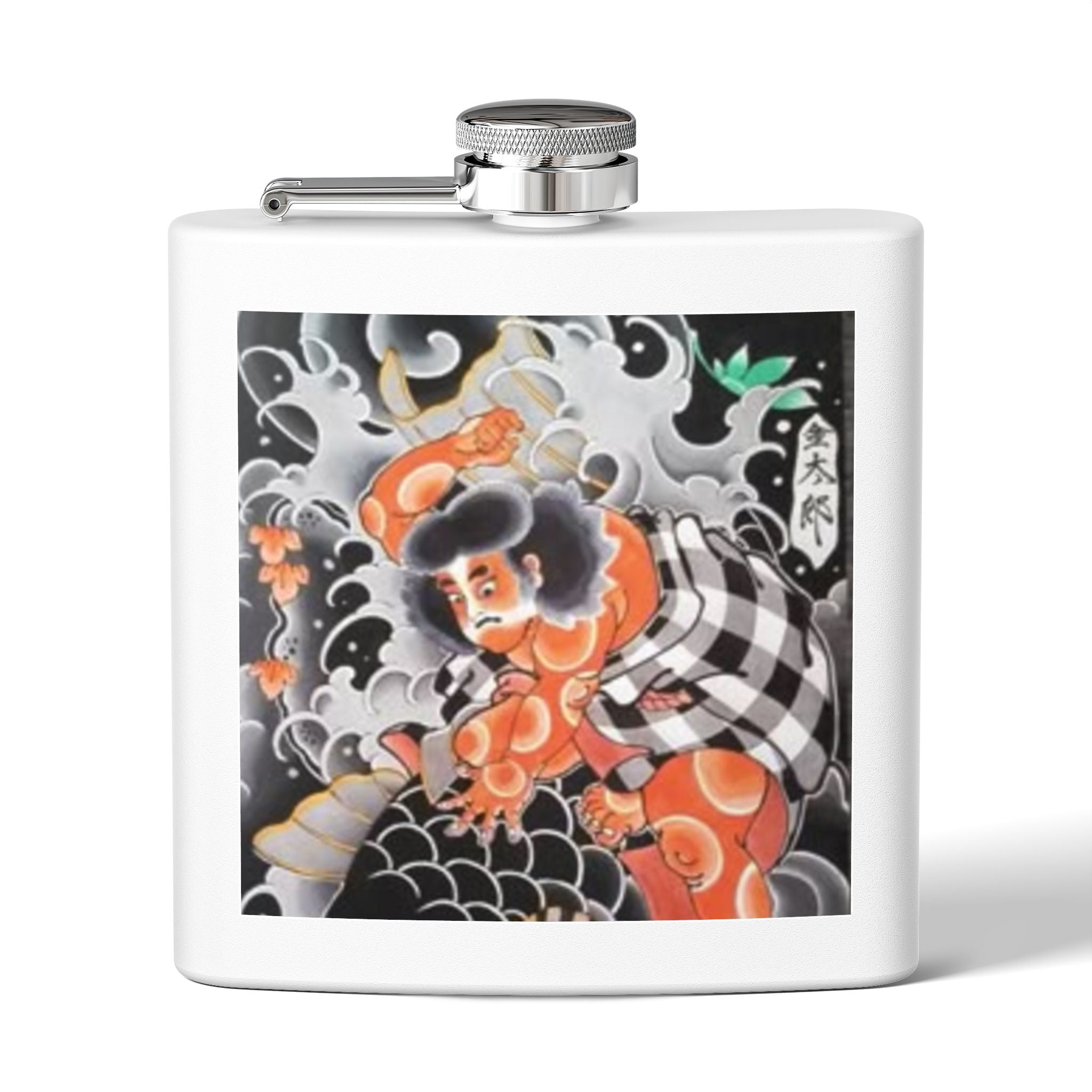 Kintaro and Koi on Stainless Steel Flask, 6oz