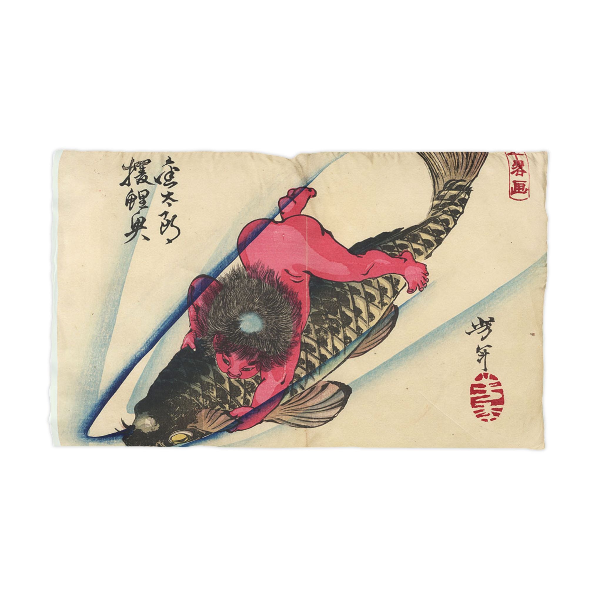 Pillowcase — Kintaro & Carp Microfiber Pillowcase (Japanese Folklore Design)