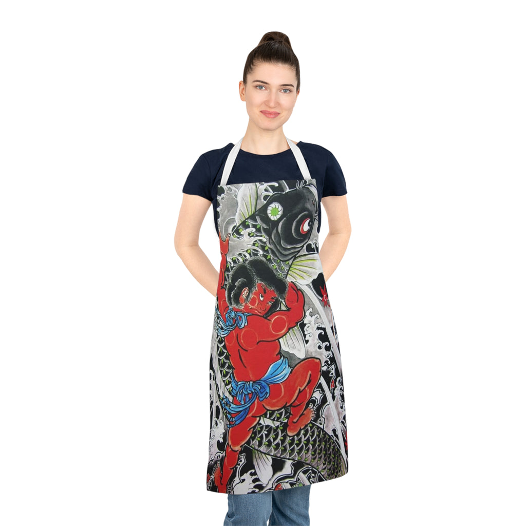 Kintaro and Koi Print on Adult Apron