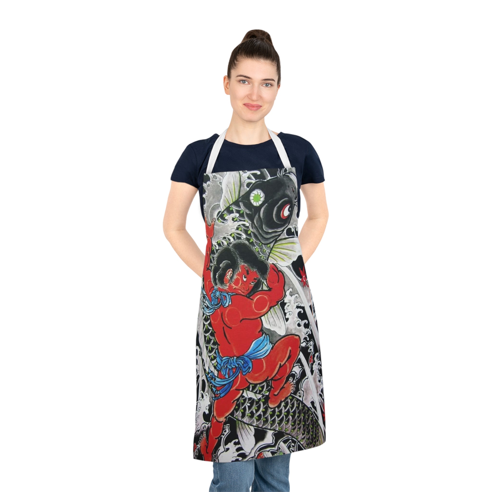 Kintaro and Koi Print on Adult Apron