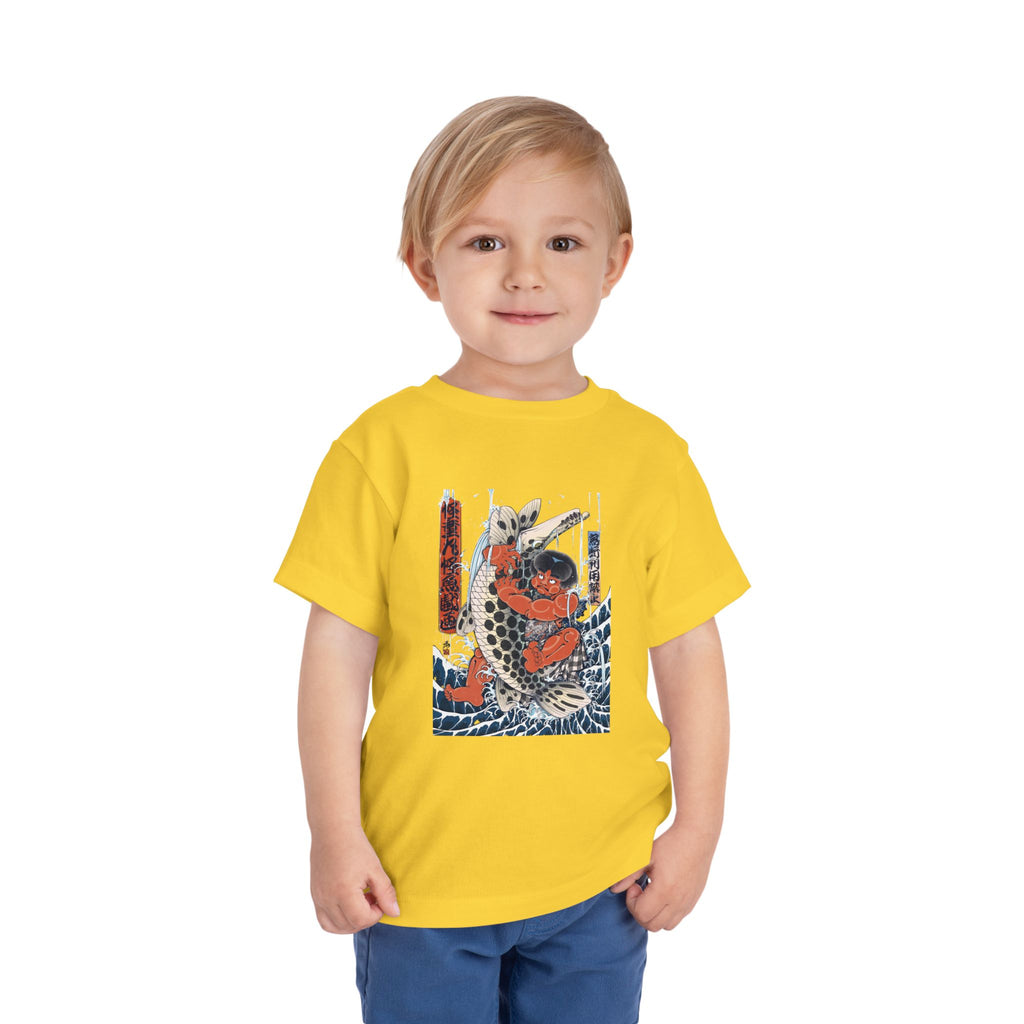 Toddler Short Sleeve Tee with Kintaro Fighting Fish Print