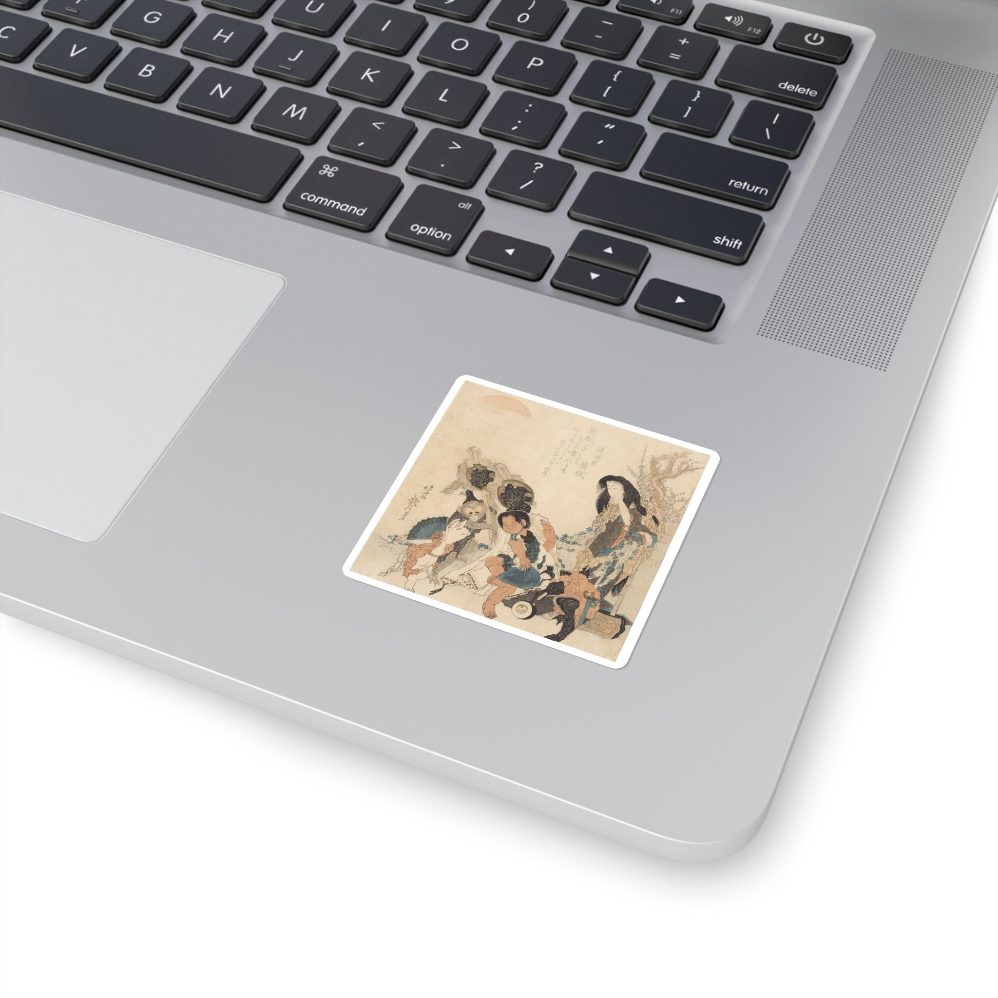 Vintage Japanese Ukiyo-e Illustration Square Sticker | Traditional Art