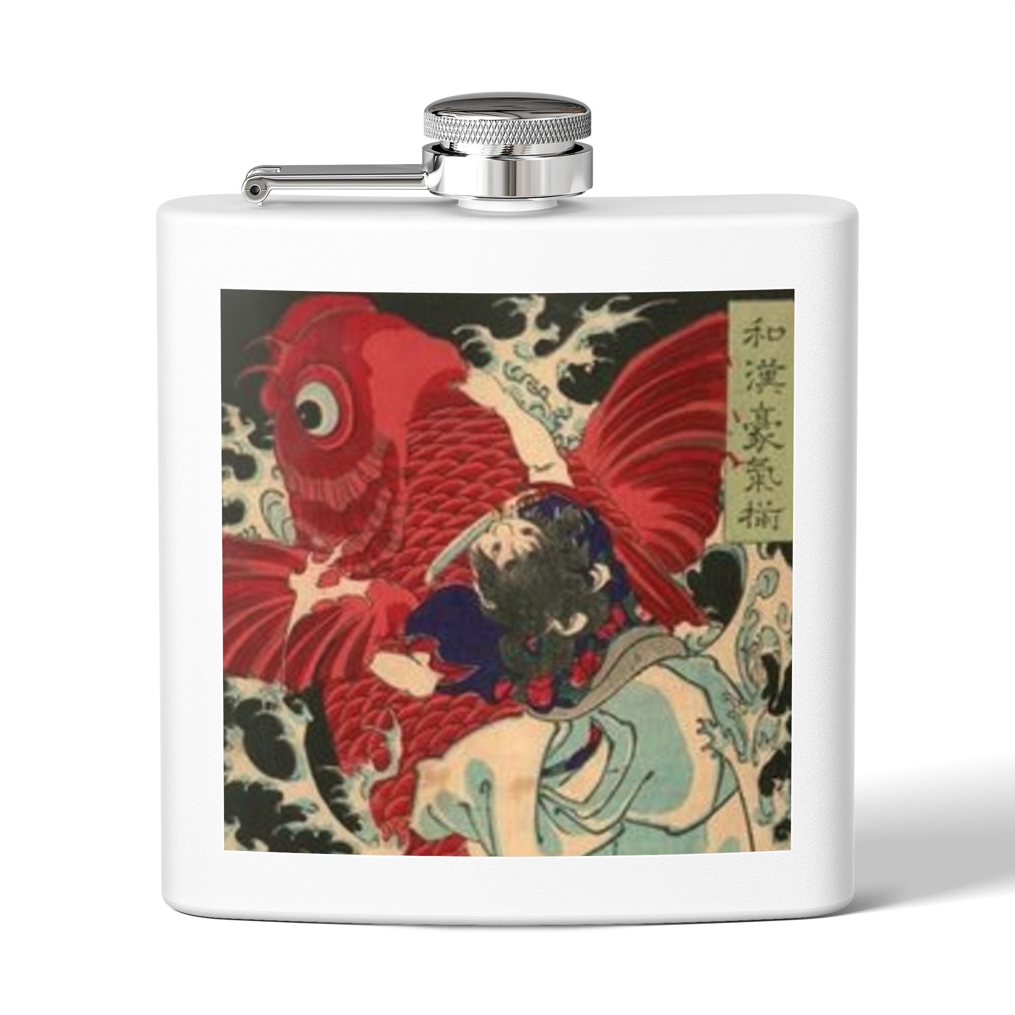 Kintaro on Red Koi Stainless Steel Flask, 6oz