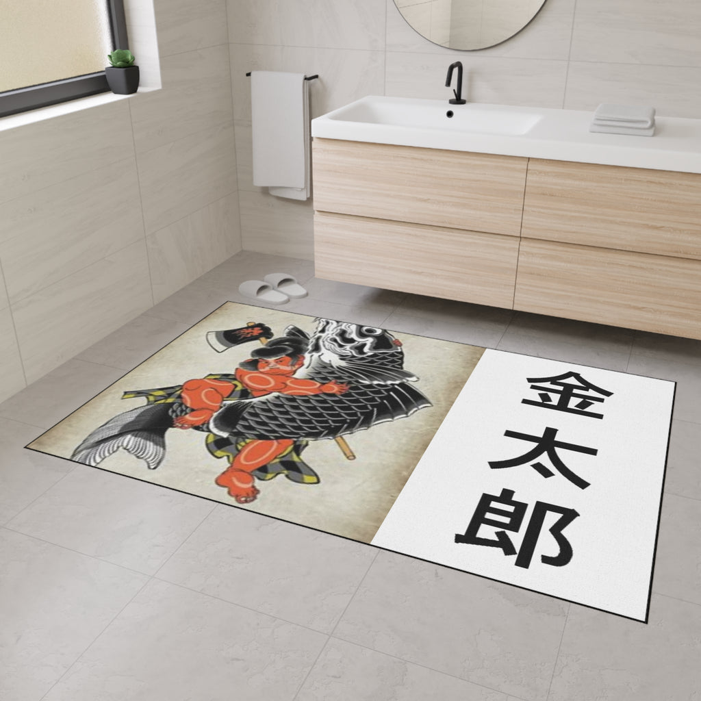 Kintaro The Golden Boy Riding Koi Heavy Duty Floor Mat