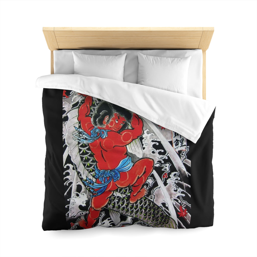Kintaro The Golden Boy with Koi Duvet Cover
