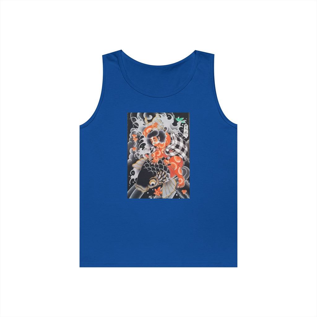 Kintaro with Black Koi Unisex Heavy Cotton Tank Top
