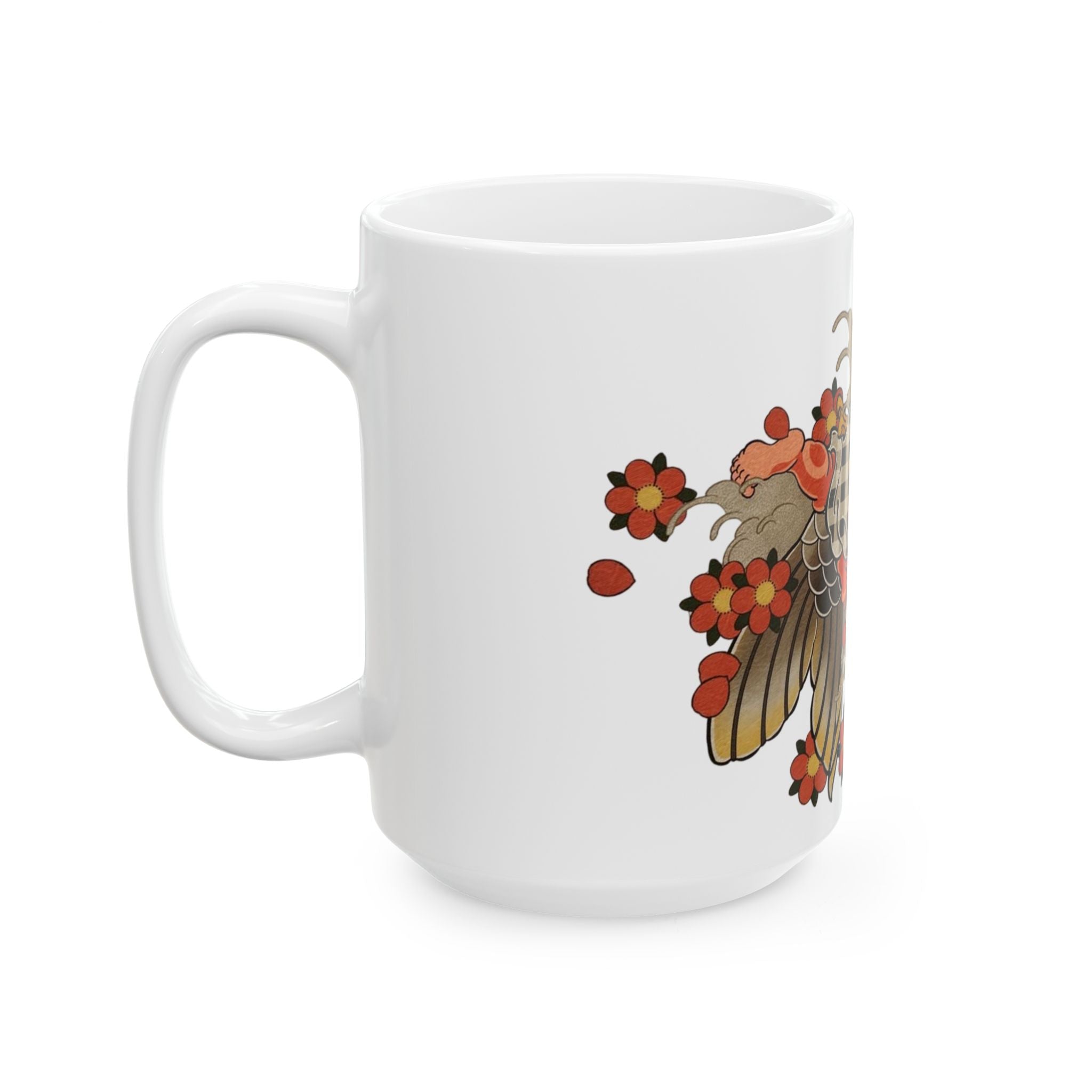 Kintaro With Koi and Cherry Blossoms Ceramic Mug, (11oz, 15oz)